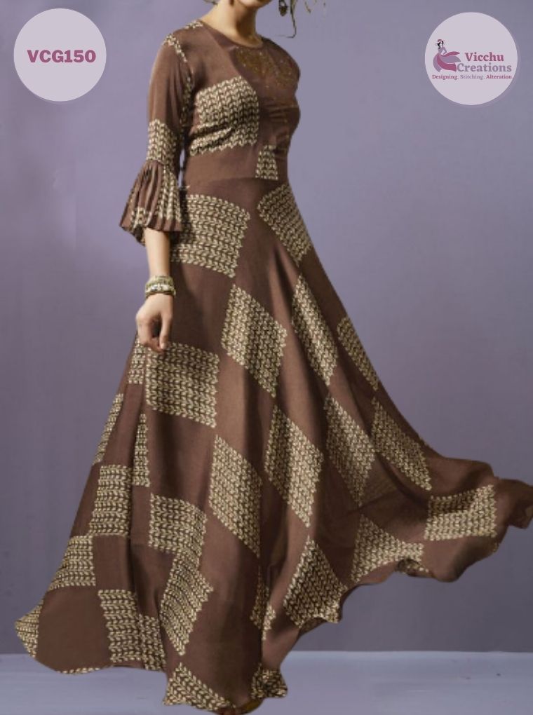 designer Georgette Sequence Work gown