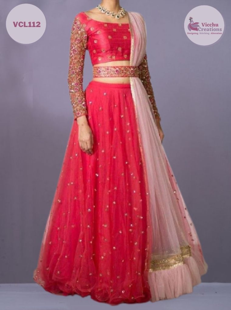 Silk Semi Stitched Lehenga In Light Pink Color